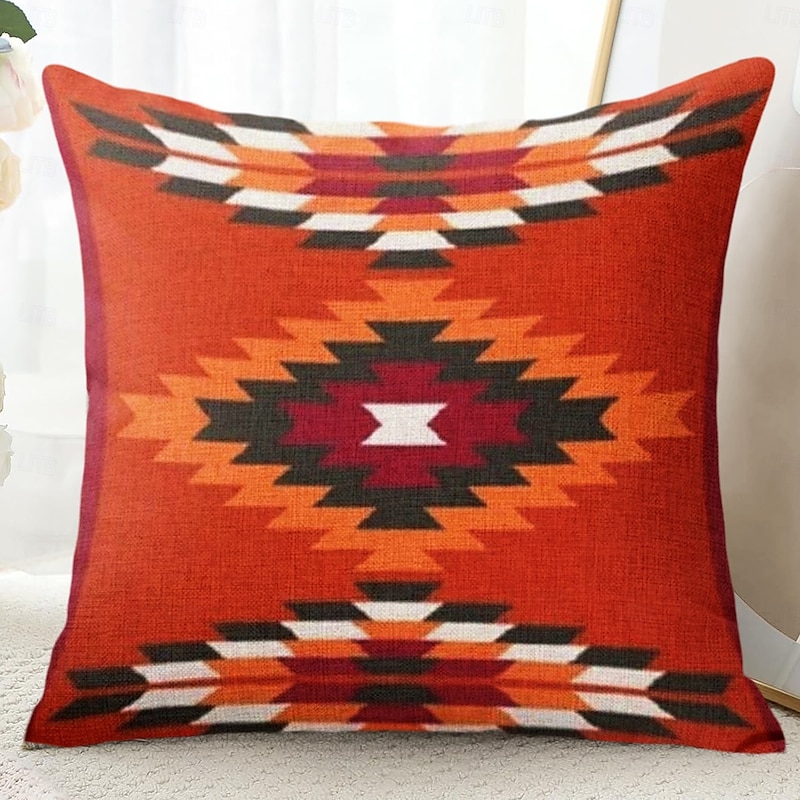 Farmhouse Style Geometric Pillow Case Pillow Covers Terracotta Southwestern Cushion Case Decorative Aztec Print Ethnic Home Decor