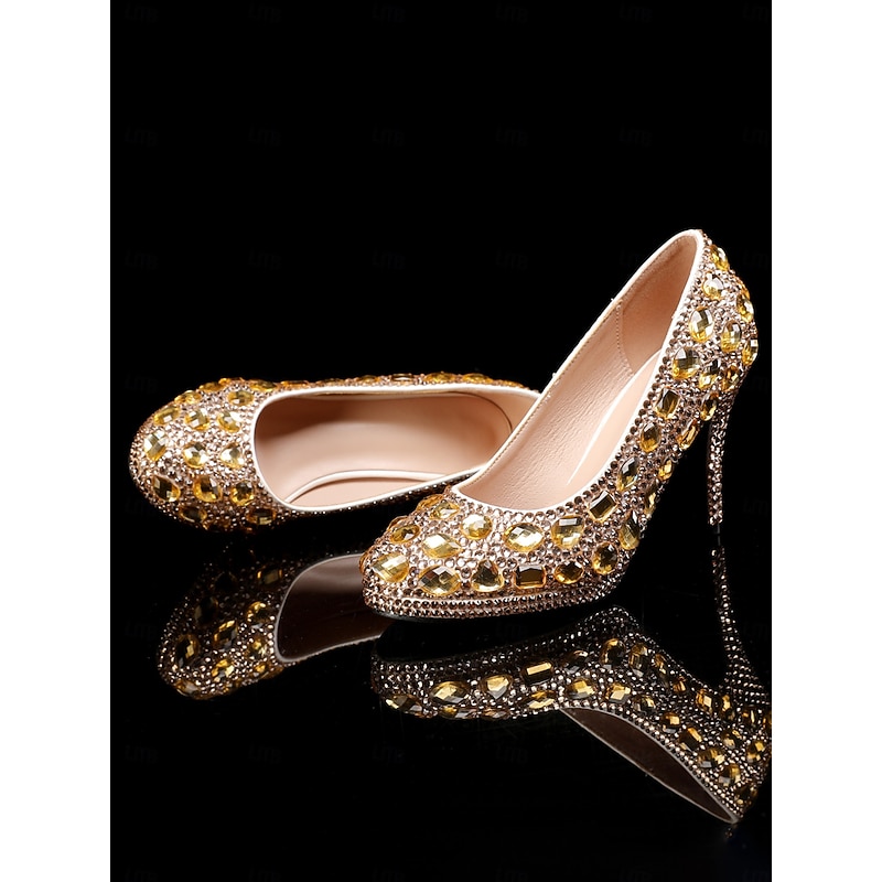 Gold Crystal-Embellished Stiletto Heels with Matching Clutch – Elegant Women's Party and Evening Set and Wedding2