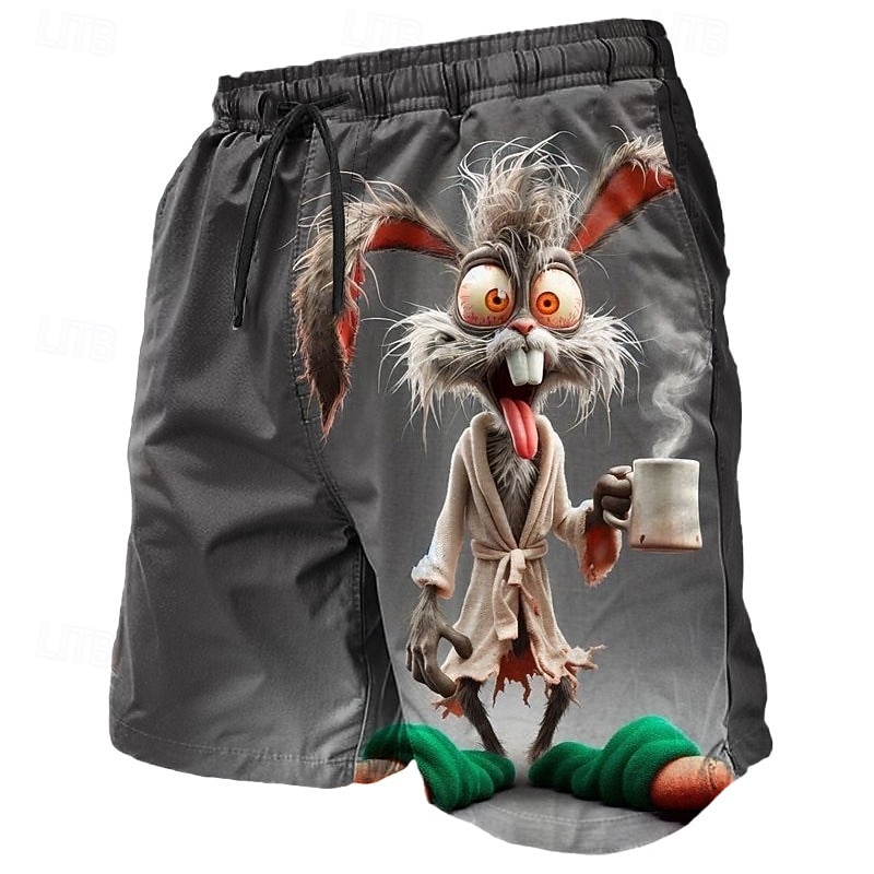 Men's Animal Rabbit Rooster Swim Shorts Board Shorts Swimming Trunks Mid Waist Streetwear Hawaiian Casual Daily Holiday Drawstring Pocket Elastic Waist Designer Clothing Apparel4