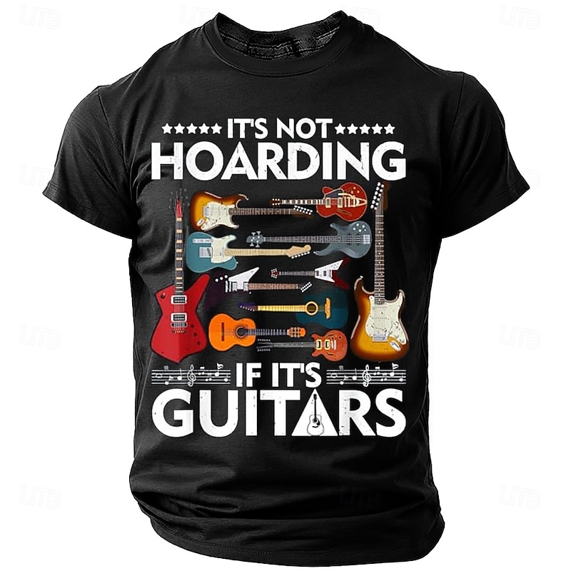 Men's Graphic T-Shirt 'It's Not Hoarding If It's Guitars' Funny Music Lover Short Sleeve Tee