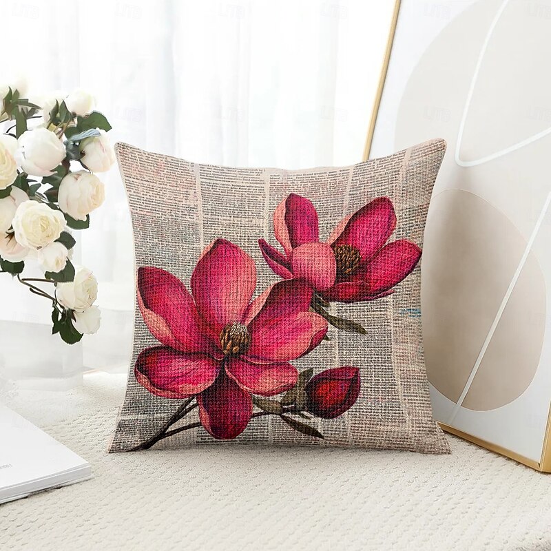 Vintage Floral Decorative Toss Pillows Cover 1PC Soft Square Couch Cushion Case Pillowcase for Bedroom Livingroom Sofa Chair
