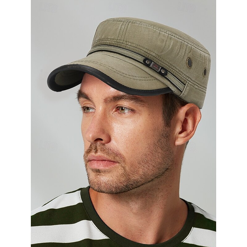 Men's Adjustable Casual Military-Style Cap with Button Detailing - Durable Cotton Fabric, Ideal for Outdoor, Everyday Wear and Casual Occasions2