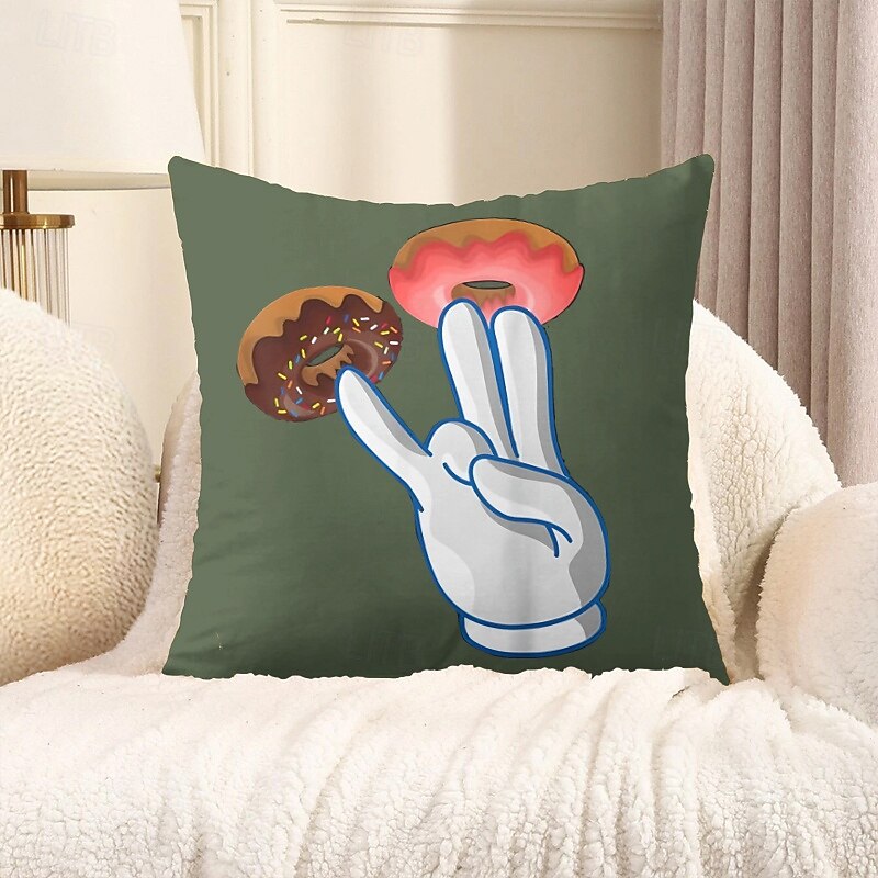Funny Donuts Decorative Toss Pillows Cover 1PC Soft Square Couch Cushion Case Pillowcase for Bedroom Livingroom Sofa Chair4