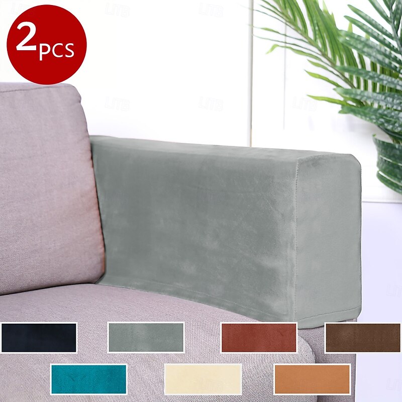 2pcs Stretch Fabric Sofa Armrest Covers Armchair Arm Covers Anti-Stain Washable Furniture Protector