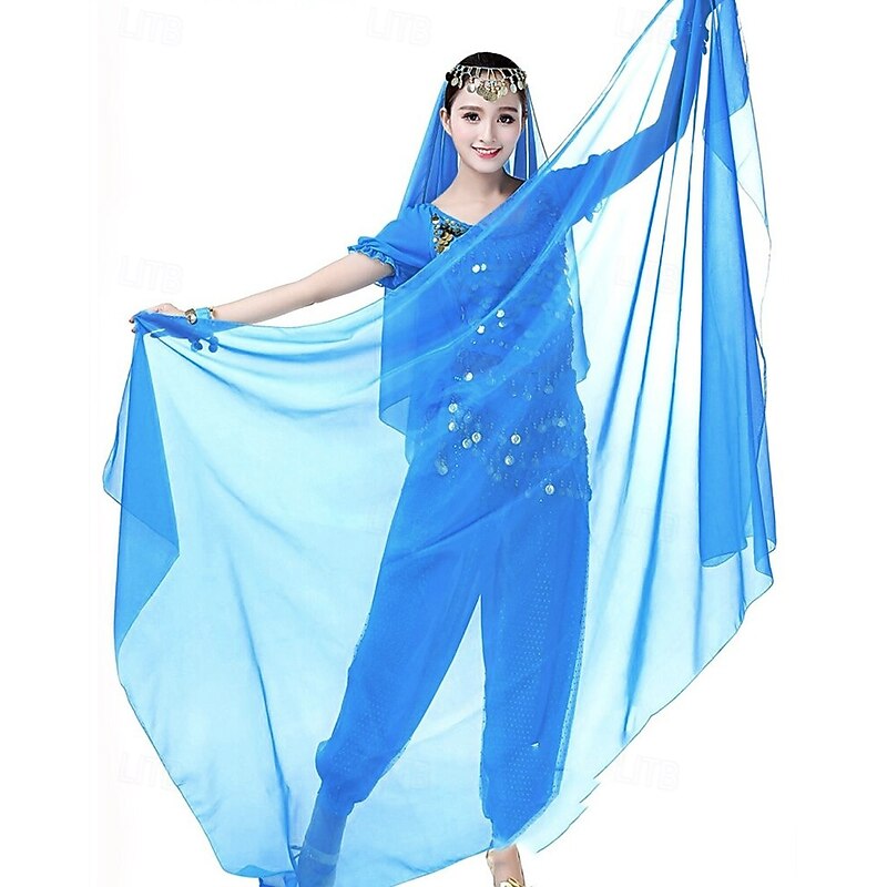 Lightweight Chiffon Hand Scarf Belly Dance Costume Outfit Hip Scarf Shawls Veils(ONLY SCARF)3