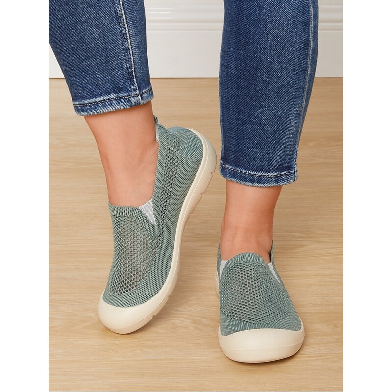 Women's Green Lightweight Breathable Mesh Slip-On Shoes– Casual Walking Shoes for Travel, Outdoor Activities and Everyday Comfort2