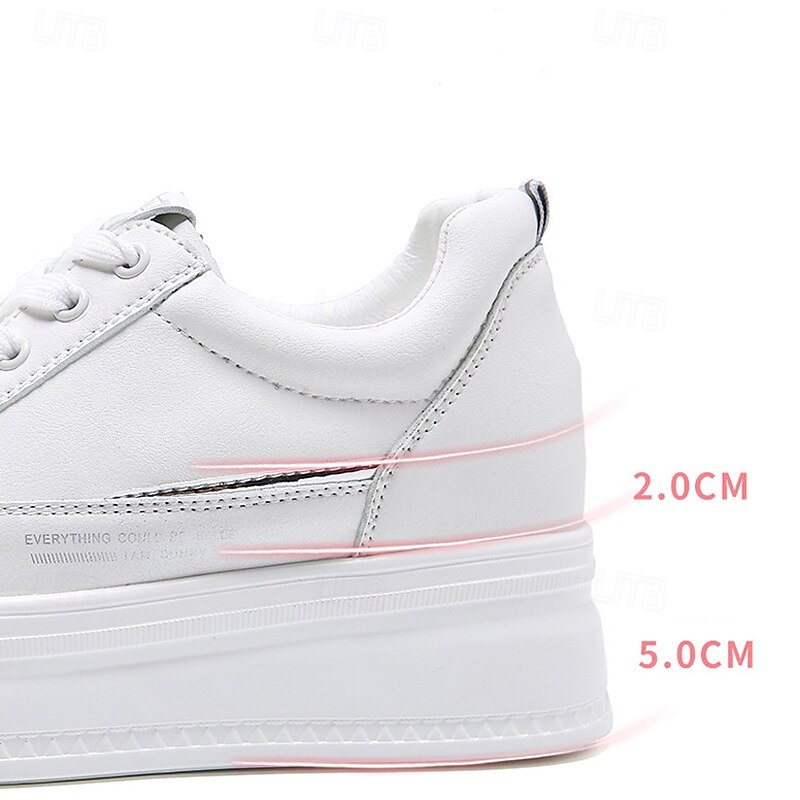 Women's White Platform Sneakers with Lace-Up Design and Elevated Sole - Perfect for Casual Wear and Street Style4