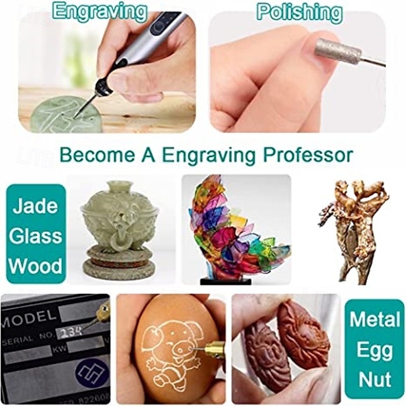Cordless Electric Engraver Portable Etching Pen USB Rechargeable Engraver Rotary Tool Engraving Jewelry Glass Wood Stone Metal Plastic3