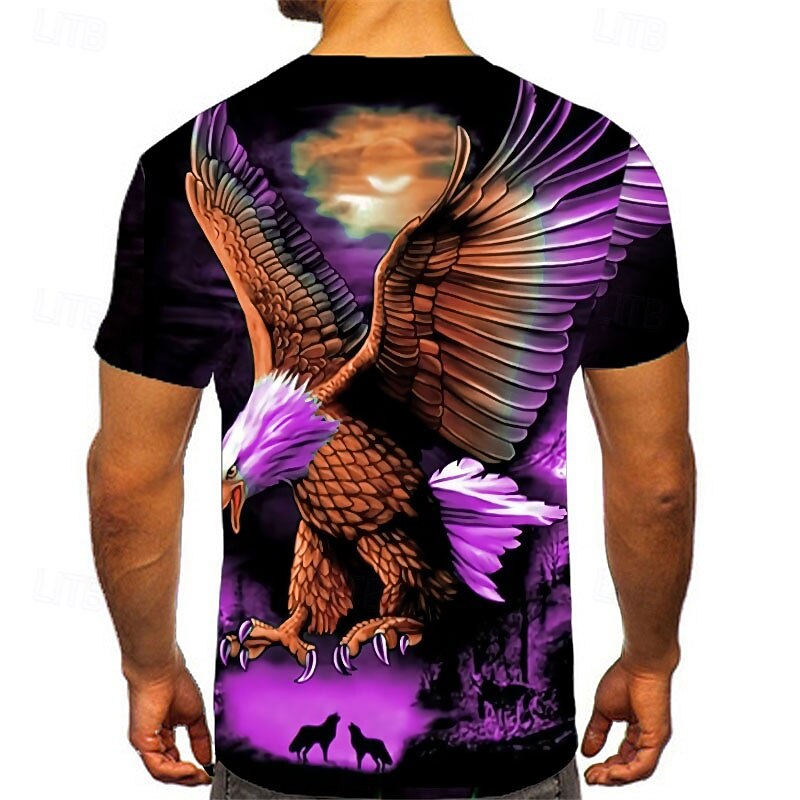 Men's Animal Eagle T Shirt Short Sleeve T shirt 3D Print Crew Neck Shirt Sports Fashion Sportswear Outdoor Vacation Street Yellow Blue Dusty Blue Summer Spring Clothing Apparel S M L XL XXL XXXL 4XL4