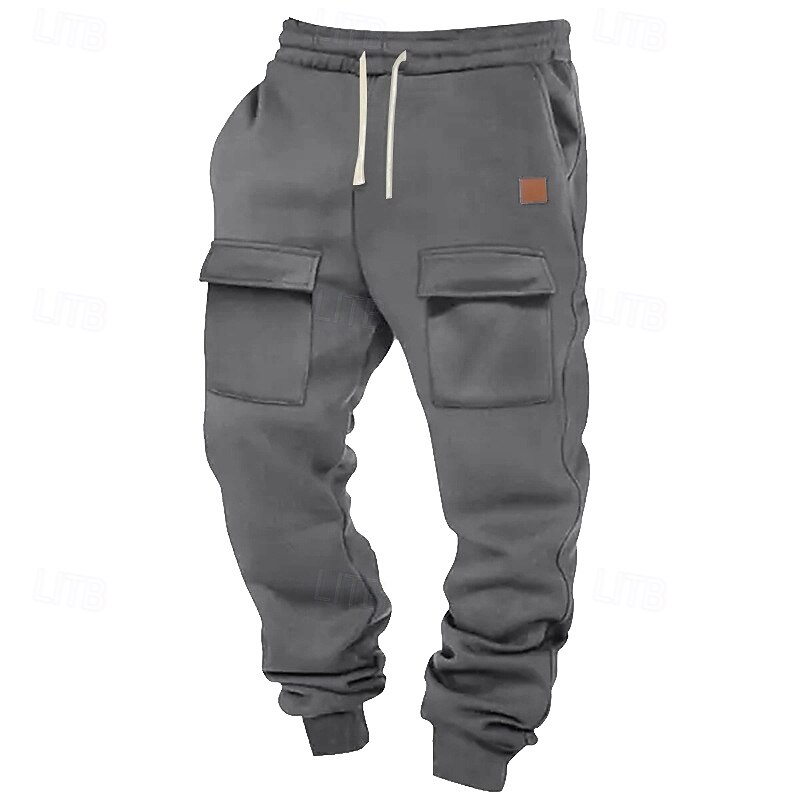 Men's Sweatpants Joggers Trousers Cargo Sweatpants Drawstring Elastic Waist Front Pocket Plain Comfort Breathable Outdoor Daily Going out Fashion Casual Black Blue