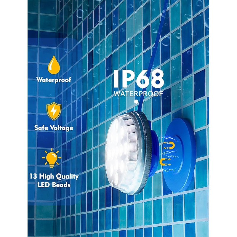 Solar Pool Light RGB IP68 Underwater Light Waterproof with Remote Control, 16 Color Adjustable for Swimming Pools, Ponds and Fountains 1pc4