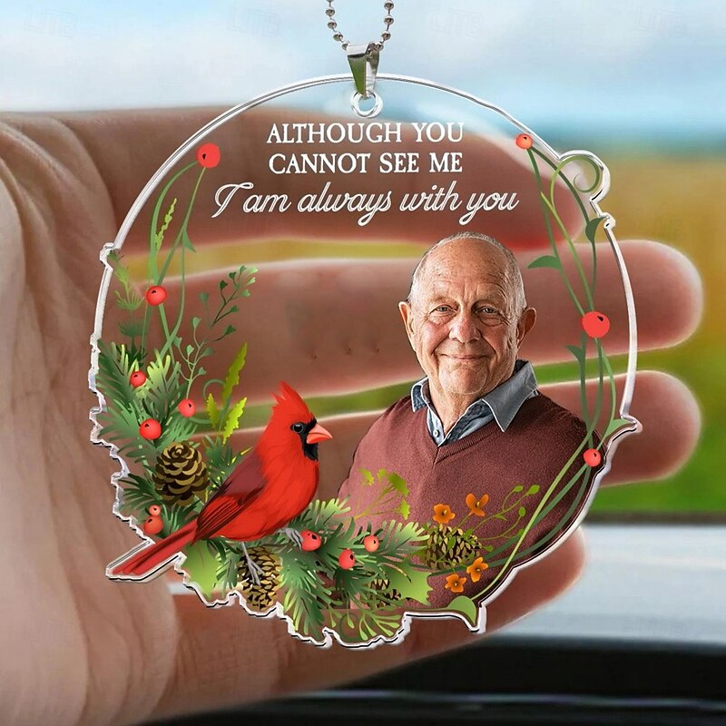 Personalized Memorial Ornament Custom Photo Acrylic Car Ornament I Am Always With You Sympathy Memorial Gifts For Loss Of Loved Ones Christmas Ornmanemt Photo Rear View Mirror Accessory2