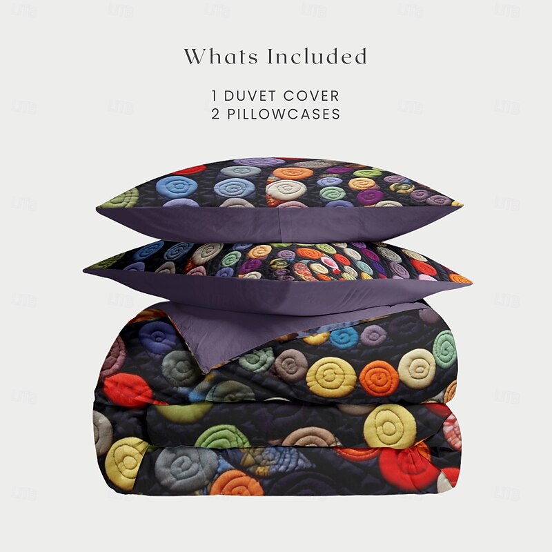 3D Quilt Art Pattern Duvet Cover Set Ducvet Cover Set Soft 3-Piece Luxury Cotton Bedding Set Home Decor Gift King Queen Duvet Cover3