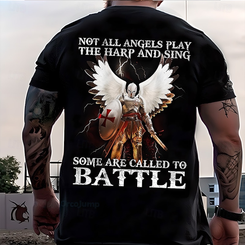 Men's Knights Templar T Shirt Short Sleeve T shirt 3D Print Crew Neck Shirt Fashion Daily Street Daily Black Summer Spring Clothing Apparel S M L XL XXL XXXL