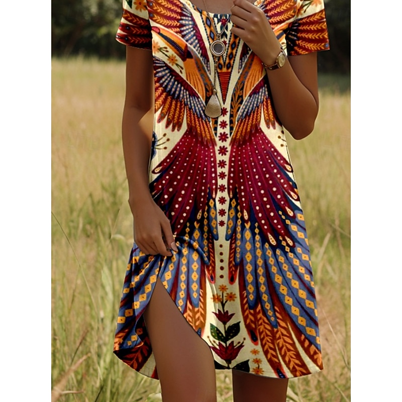 Women's Mini Dress Casual Dress Petite Dress T Shirt Dress Tee Dress Sundress Stylish Casual Vacation Casual Daily Regular Fit Graphic Short Sleeve Crew Neck Maroon Pink Blue Green Spring4