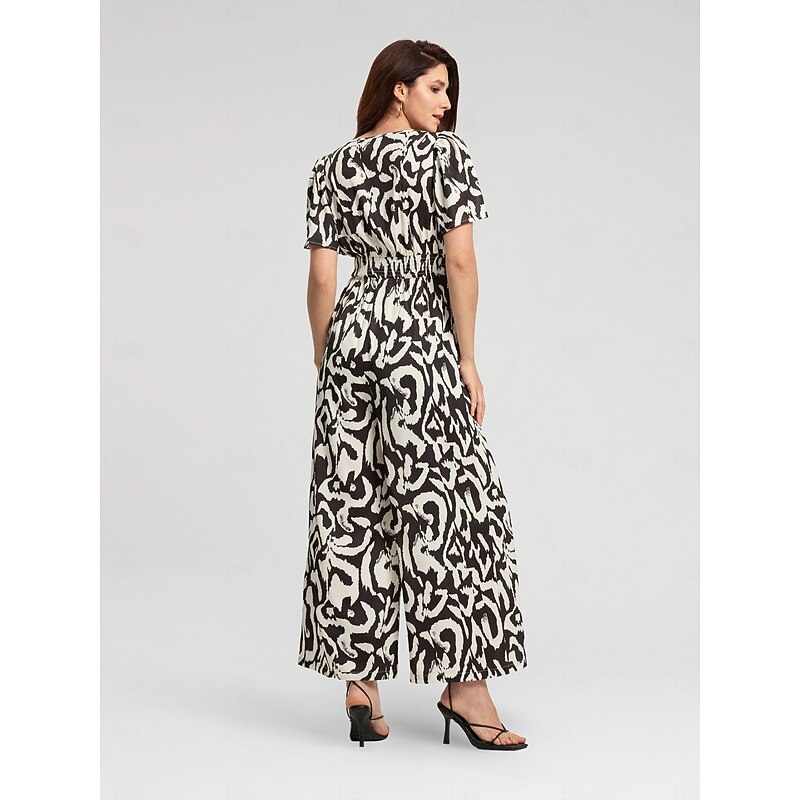 Abstract Graffiti V Neck Jumpsuit2