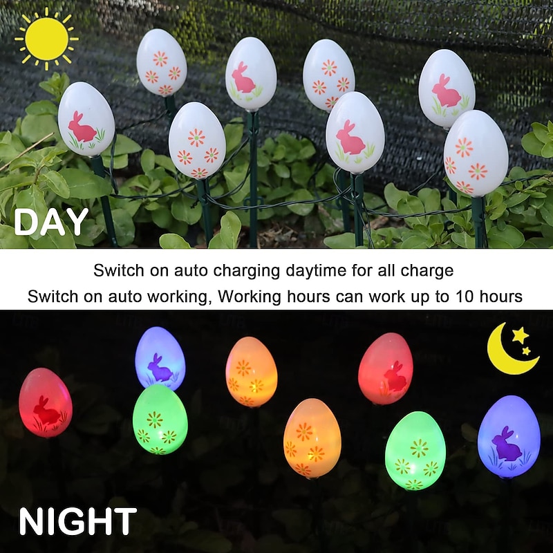 5M Solar Easter Resurrection Egg Ground Plug-In Light String - 20 LEDs for Courtyard, Garden & Lawn Festival Decoration4