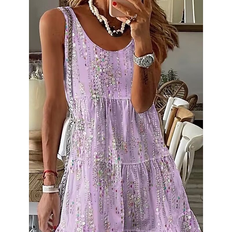 Women's Mini Dress Petite Dress Sundress Shift Dress Tank Dress Active Tropical Fashion Outdoor Vacation Holiday Regular Fit Floral Bohemian Sleeveless U Neck Pink Blue Green Summer Spring4