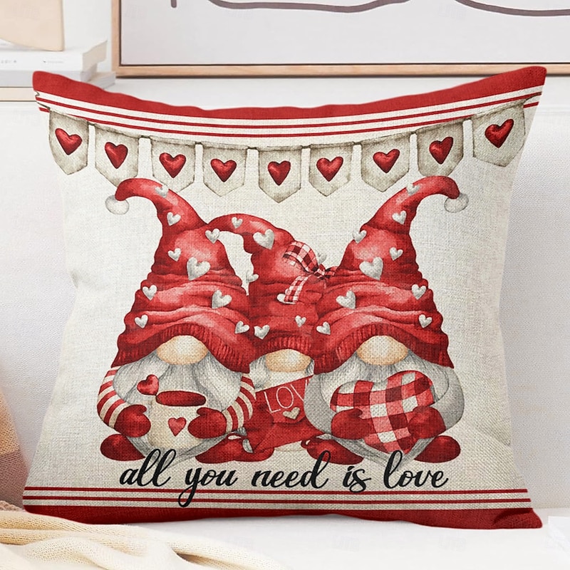 Wedding Heart Gnomes Decorative Toss Pillows Cover 1PC Soft Square Cushion Case Pillowcase for Bedroom Livingroom Sofa Couch Chair 11