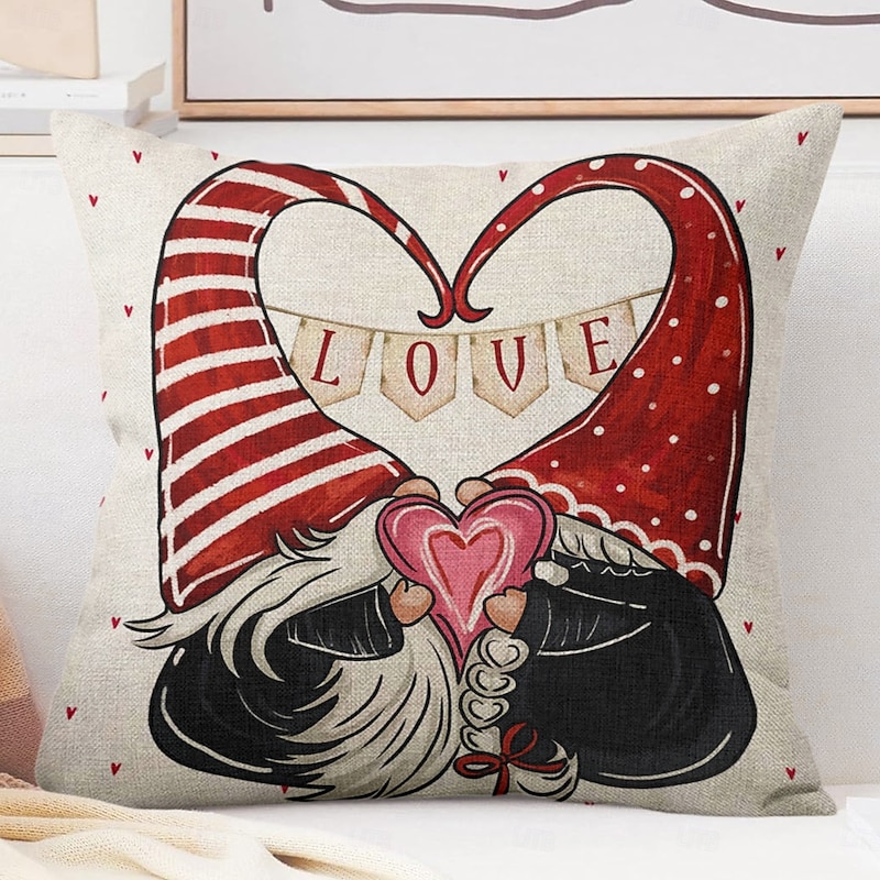 Wedding Heart Gnomes Decorative Toss Pillows Cover 1PC Soft Square Cushion Case Pillowcase for Bedroom Livingroom Sofa Couch Chair 20
