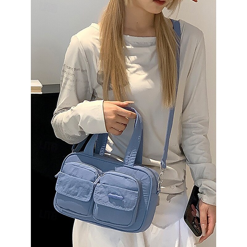 Waterproof and Lightweight Women's Multi-Pocket Crossbody Handbag with Adjustable Strap – Stylish and Functional Tote Bag in Various Colors, Ideal for Everyday Use Yellow Black White2