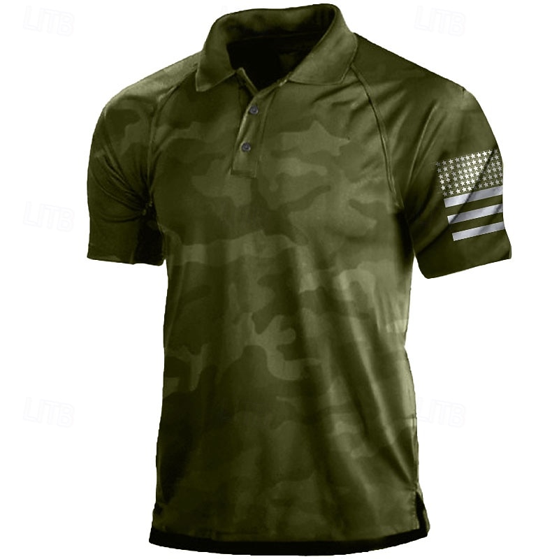 Men's Camo / Camouflage Polo Shirts Golf Shirt Short Sleeve Shirt Turndown Street Daily 3D Print Black / Gray Red Brown Green 3D Button-Down Clothing Apparel Fashion Casual Breathable Comfortable3