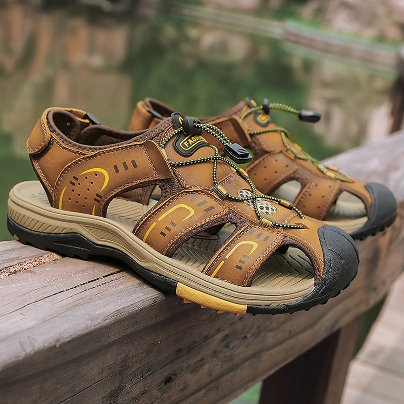 Men's Outdoor Hiking Sandals – Durable Faux Leather Upper with Adjustable Straps and Anti-Slip Sole for Trekking and Summer Adventures2