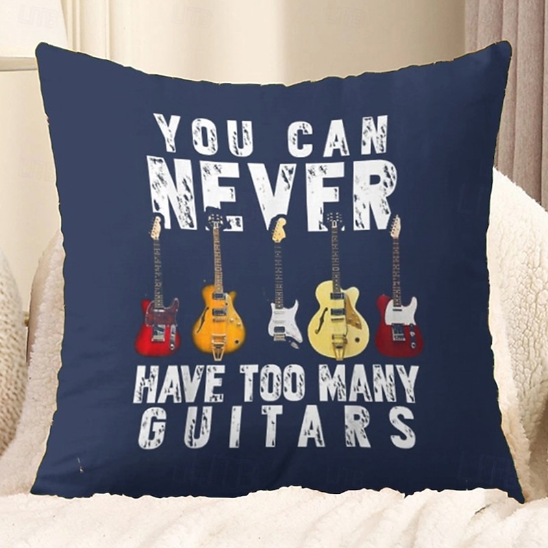 Decorative Toss Pillows Cover 1PC Guitar Funny Slang Soft Square Cushion Case Pillowcase for Bedroom Livingroom Sofa Couch Chair Summer Spring2