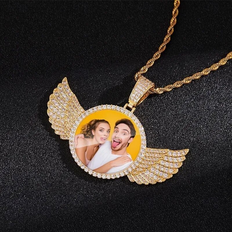 Personalized Custom Wedding Gift for Couple Photo Necklace – Gold Wing Pendant with Copper, Perfect Wedding Gift to Strengthen Relationships4