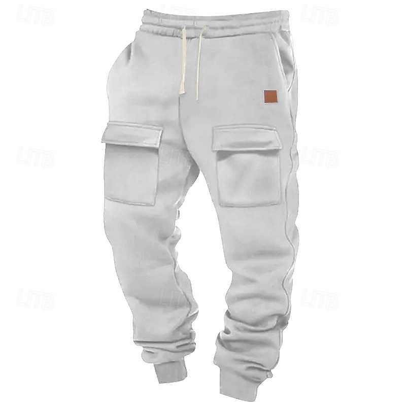 Men's Sweatpants Joggers Trousers Cargo Sweatpants Drawstring Elastic Waist Front Pocket Plain Comfort Breathable Outdoor Daily Going out Fashion Casual Black Blue3