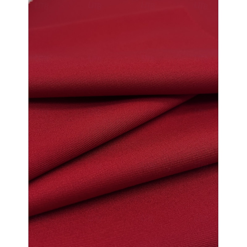 Men's Wedding Christmas Suits Red Fashion Daily Solid Colored Standard Fit 3 Piece Single Breasted Two-buttons4