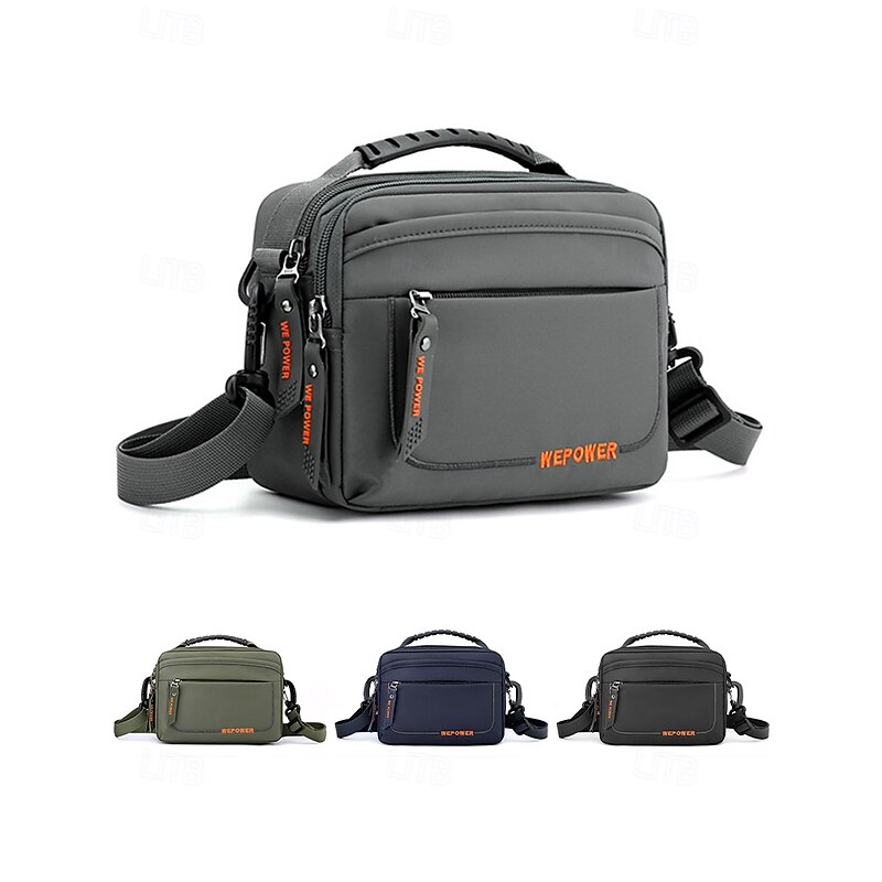 Waterproof Nylon Crossbody Messenger Bag with Multiple Zippered Compartments, Lightweight Shoulder Bag for Men, Perfect for Travel, Work, and Outdoor Activities Black Army Green Dark Blue2