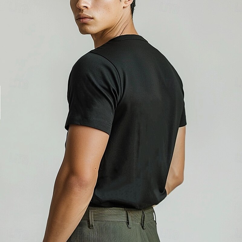 Men's 100% Cotton T Shirt Solid Color Crew Neck School Training Short Sleeve Crewneck Clothing Apparel Elegant Neutral Daily2