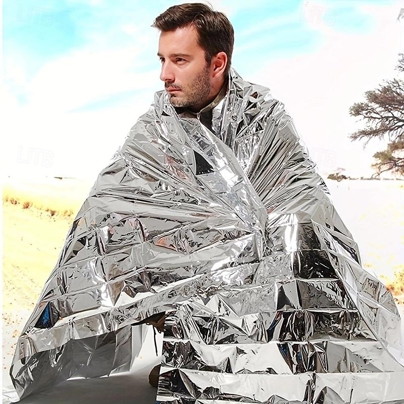 Emergency Blankets Mylar Thermal Blanket,(1 Pack) of Gigantic Space Blanket, Survival Blankets Heavy Duty Camping Gear,First Aid
