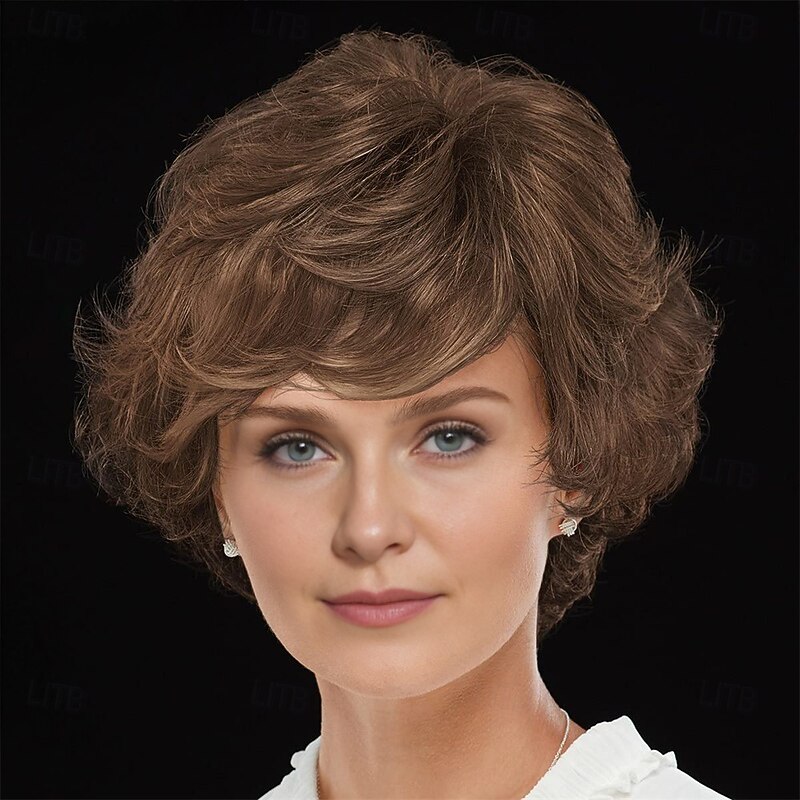 WhisperLite Wig Luxe Crop-Style Wig with Razored Bangs and Dimensional Layers/Multi-Tonal Shades of Blonde Silver Brown and Red3