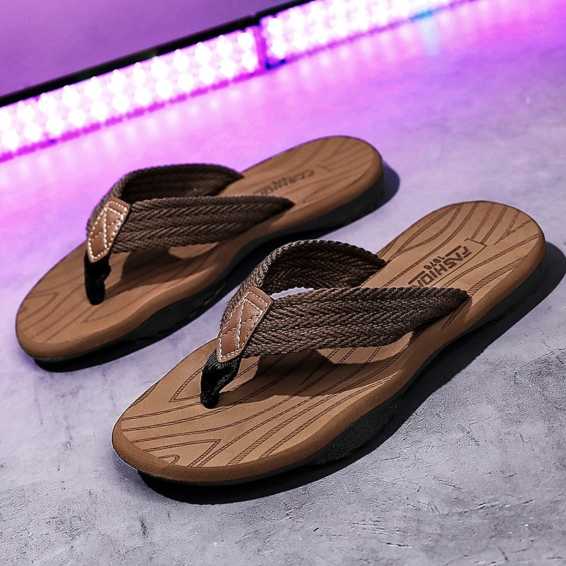 Men's Casual Flip Flops - Durable Textured Sole with Braided Straps for Beach, Pool and Everyday Summer Wear2
