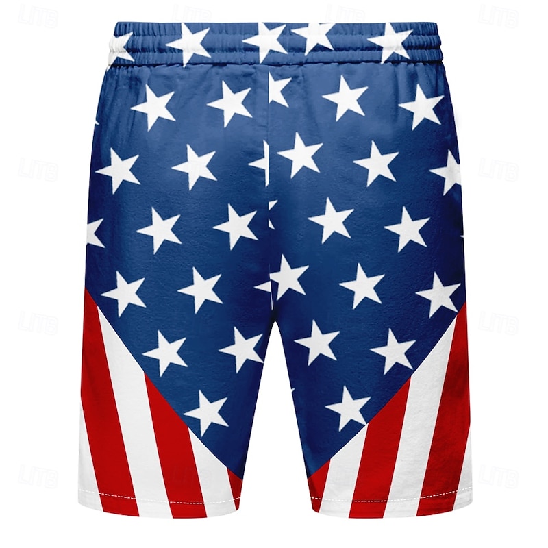 Men's American US Flag Patriotic Swim Trunks Swim Shorts Board Shorts Mid Waist Streetwear Hawaiian Casual Daily Holiday Pocket Drawstring Elastic Waist Designer Clothing Apparel2