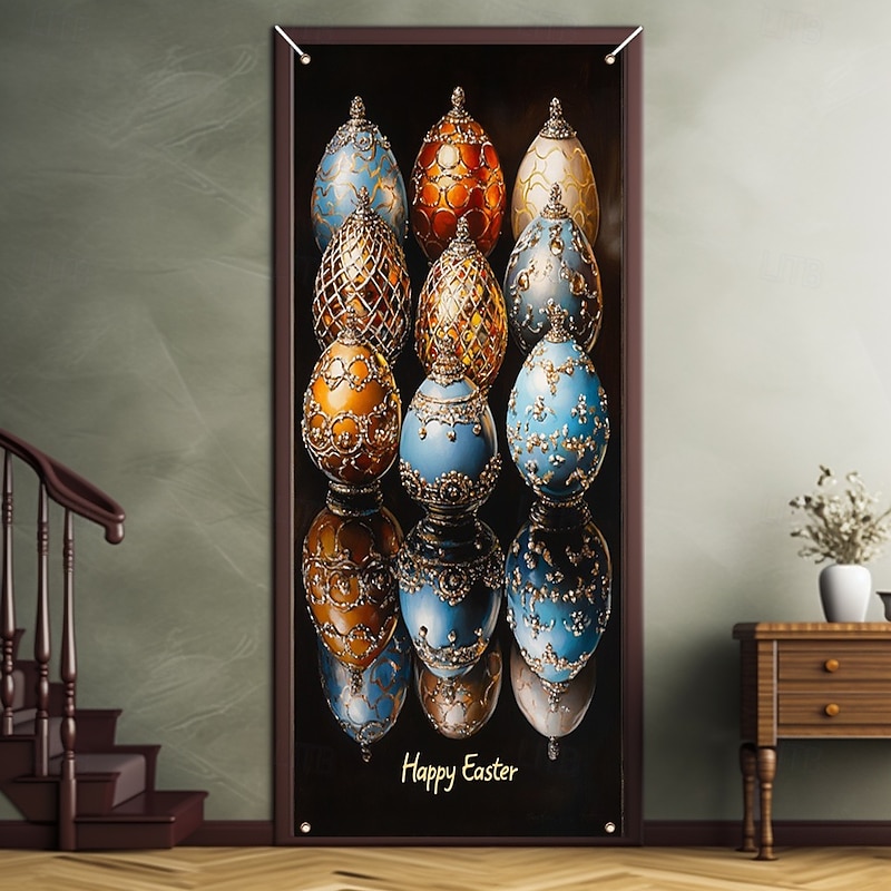 Door Decorations Door Covers Imperial Eggs Door Tapestry Door Curtain Decoration Backdrop Indoor/Outdoor Door Banner for Front Door Farmhouse3