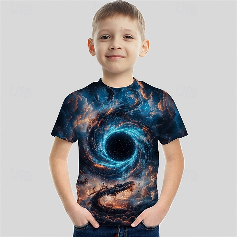 Boys 3D Graphic Galaxy T shirt Tee Short Sleeve Summer Spring Fashion Basic Kids 4-12 Years Crew Neck Outdoor Casual Daily Regular Fit