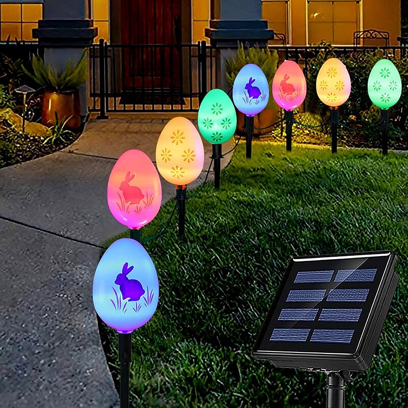 5M Solar Easter Resurrection Egg Ground Plug-In Light String - 20 LEDs for Courtyard, Garden & Lawn Festival Decoration