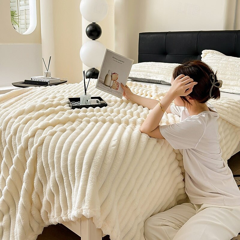 Blankets & Throws, Solid Color Polyester / Flannel Toison Warmer Soft Comfy Blankets4