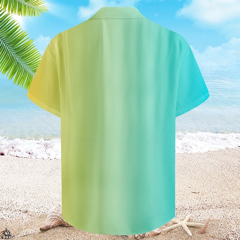 Men's Sea Summer Hawaiian Shirt Aloha Shirt Short Sleeve Hawaiian Vacation Summer Cuban Collar Button Up Green2