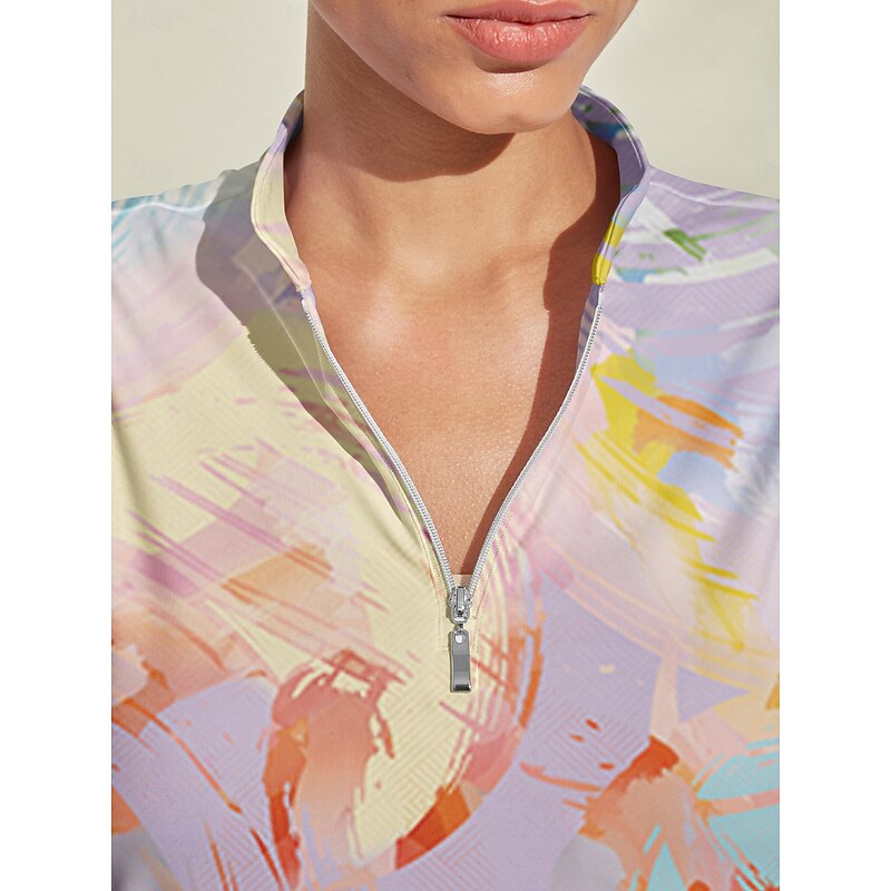 Women's Golf Dress Pink Long Sleeve Ladies Golf Attire Clothes Outfits Wear Apparel3