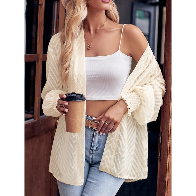 Women's Dressy Dusters Dressy Jackets Casual Jacket Vacation Street Daily Wear Summer Spring Regular Coat Regular Fit Comfortable Breathable Casual Jacket Long Sleeve non-printing Plain Oversized2