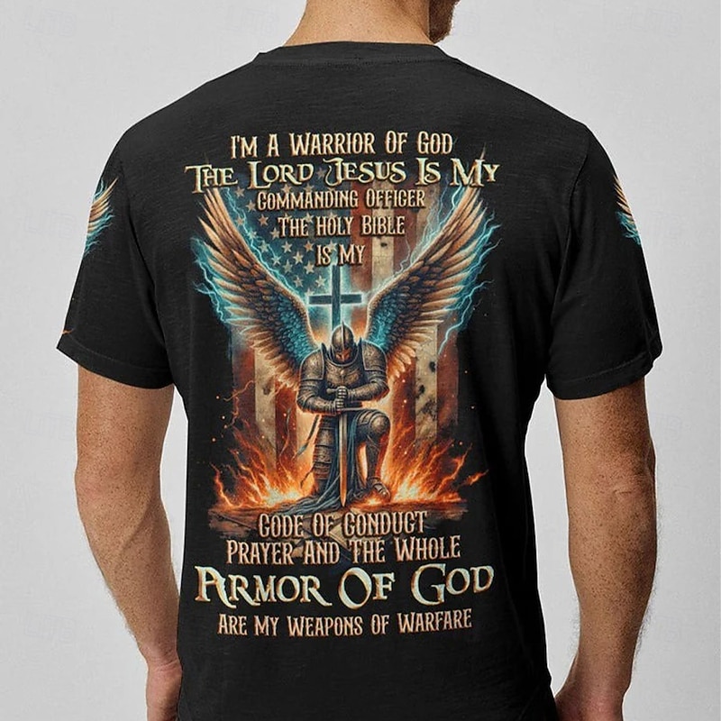 Men's Knights Templar Faith T Shirt Short Sleeve T shirt 3D Print Crew Neck Shirt Fashion Daily Street Daily Black Summer Spring Clothing Apparel S M L XL XXL XXXL