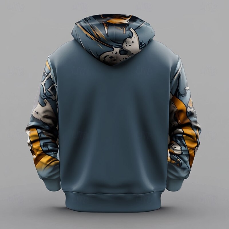 Men's Bear Hoodies Sweatshirt Cool Party Long Sleeve Crew Neck Club Streetwear Blue Drawstring Fall Winter Designer2