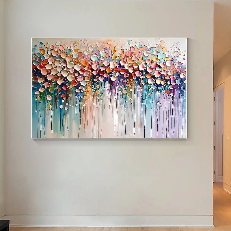 Hand Painted Oil Painting Original Wildflowers Painting 3D Texture Blooming Flower Painting Canvas Extra Large Size Flora Wall Art Wall Art Decor Rose Art4