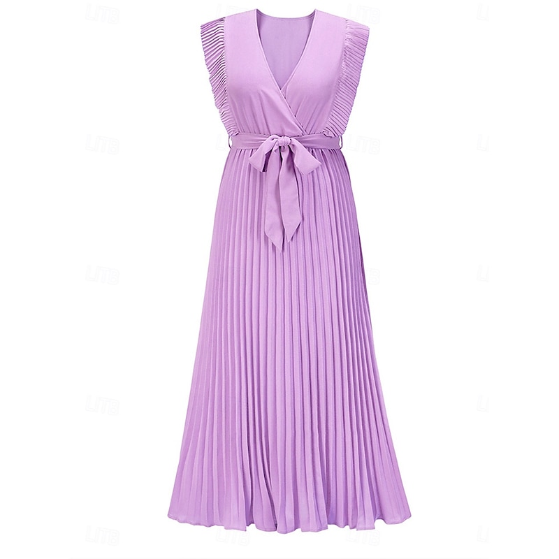 Women's Maxi Dress Cocktail Dress Wedding Guest Dress Chiffon Dress Stylish Basic Casual Vacation Daily Regular Fit Plain Sleeveless V Neck White Purple Summer4