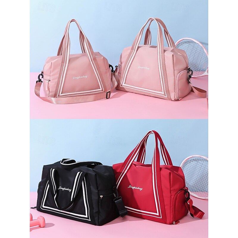 Women's Stylish Sporty Travel Tote Bag with Sneaker Compartment – Multi-way Carry Options for Gym, Weekend Getaways and Daily UseColor Black Pink Light Green2