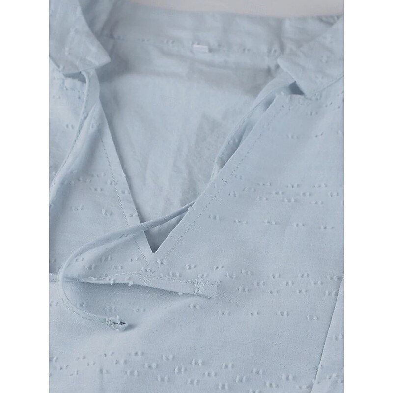 Women's Midi Dress Cotton Linen Dresses Casual Dress Basic Casual Vacation Daily Regular Fit Plain 3/4 Length Sleeve V Neck Black White Light Green Light Blue Summer4